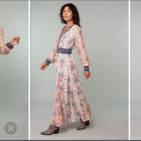 Bohemian Boho Floral Long Sleeve Maxi Dress - Picture 2 of 5